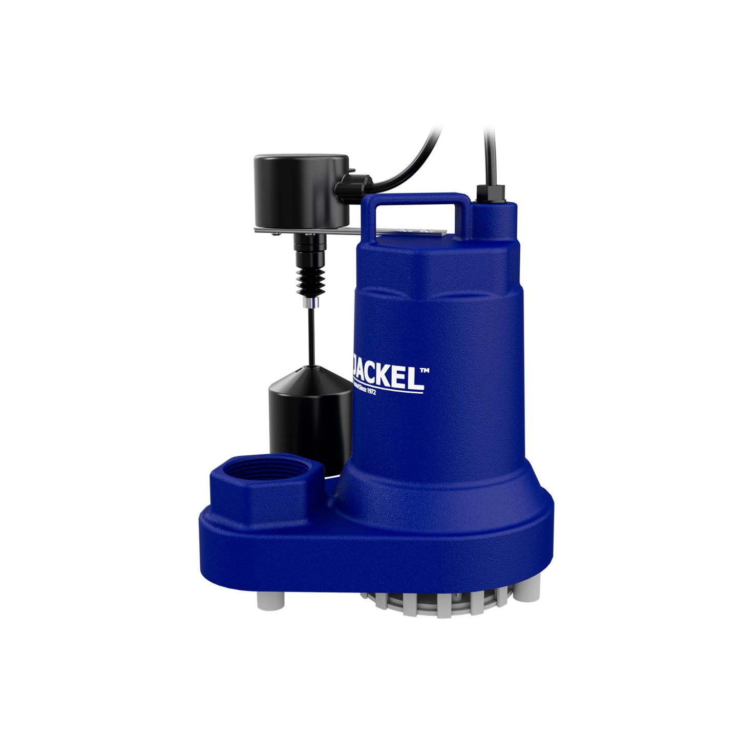 JACKEL SUM500CIV 1/2 HP 5160 GPH Cast Iron Submersible Sump Pump with Vertical Float Switch and Piggy-Back Power Cords