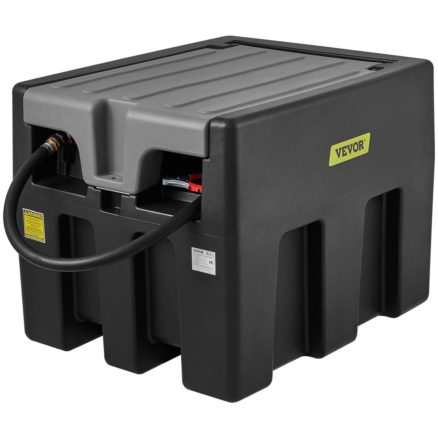VEVOR Portable Diesel Tank, 58 Gallon Capacity & 10 GPM Flow Rate, Portable Fuel Tank with 12V Electric Transfer Pump and 13.1ft Rubber Hose, PE Diesel Transfer Tank for Easy Fuel Transportation Black