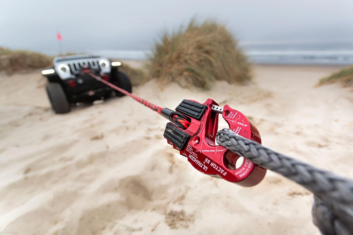 Factor 55 00250-01 Ultrahook Winch Hook Closed System Shackle Max Load 16,000 lbs ULT Strength Shackle Pin Mount 48,000 lbs Offroad 4x4 Adventure – Red.
