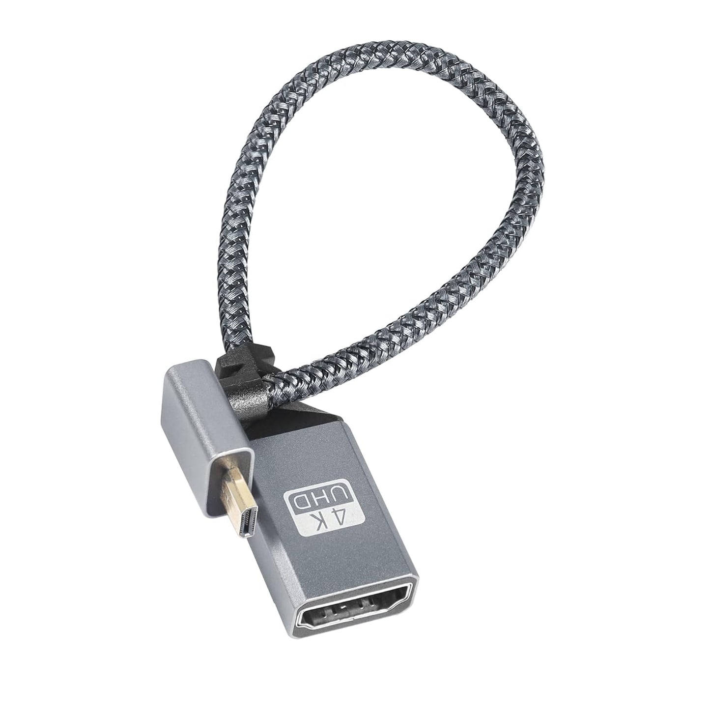 RIIEYOCA 4K Cable,90 4K etc.(20cm) Micro HDTV to HDTV Adapter Degree Up Angle Micro Male to Female Aluminum Short Nylon