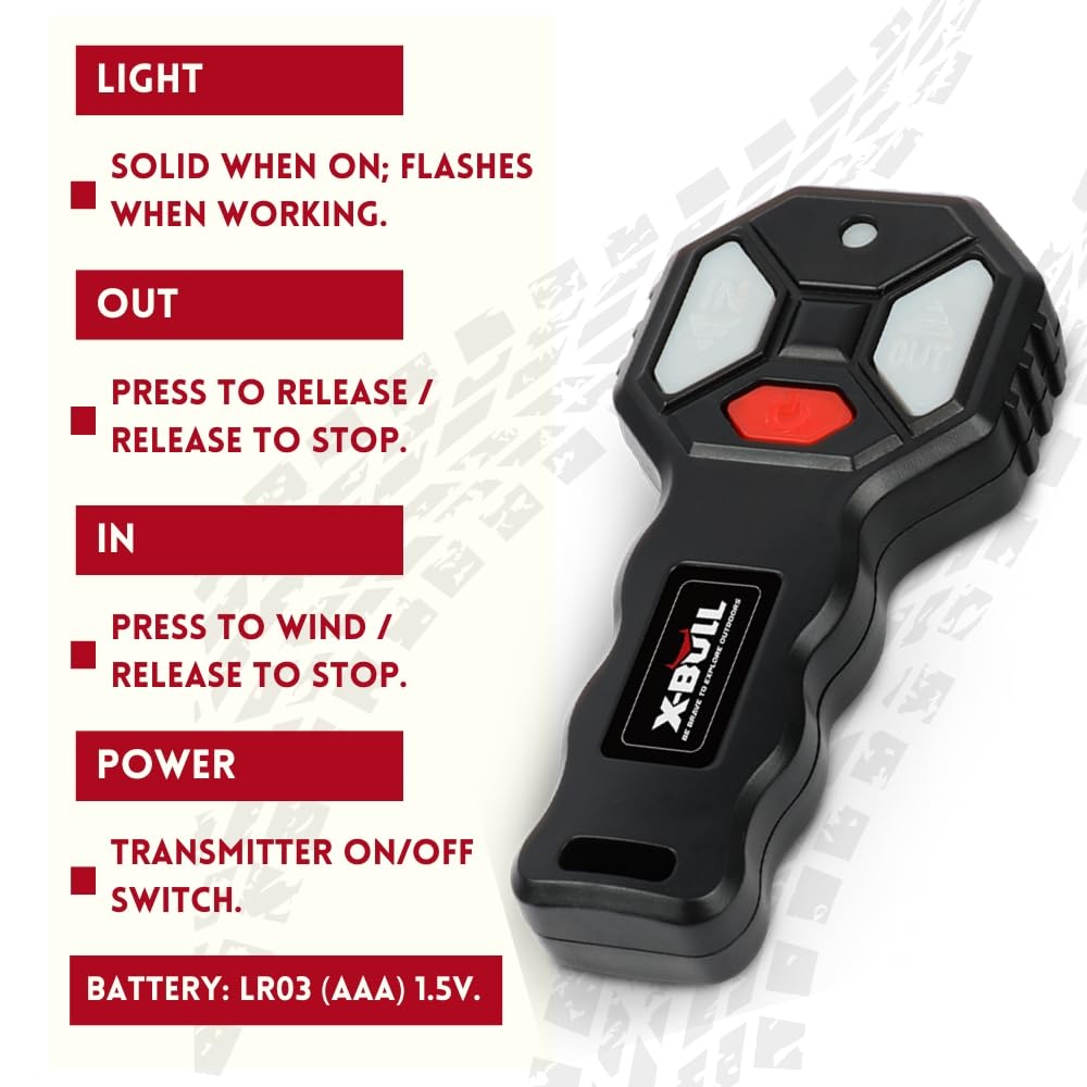 X-BULL Winch 10000 lb. Load Capacity Electric Winch Kit 12V Synthetic Rope,Waterproof Electric Winch with Hawse Fairlead, with Wireless Handheld Remote and Corded Control Recovery