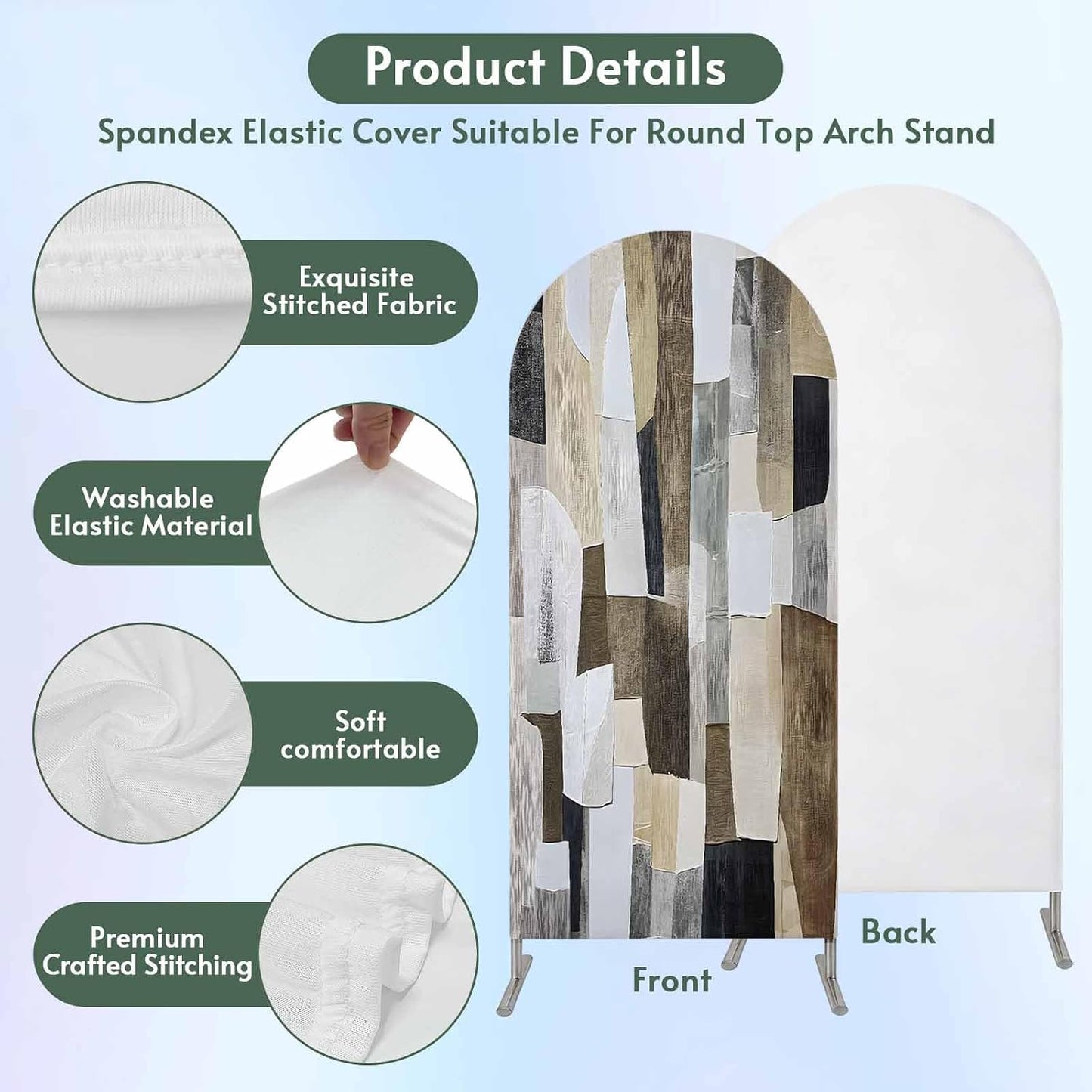 Jnbasdffb 7.2 Abstract Gray Brown Wedding Arch Cover, Stretchy Spandex Arch Backdrop Stand Covers FT, Oil Painting