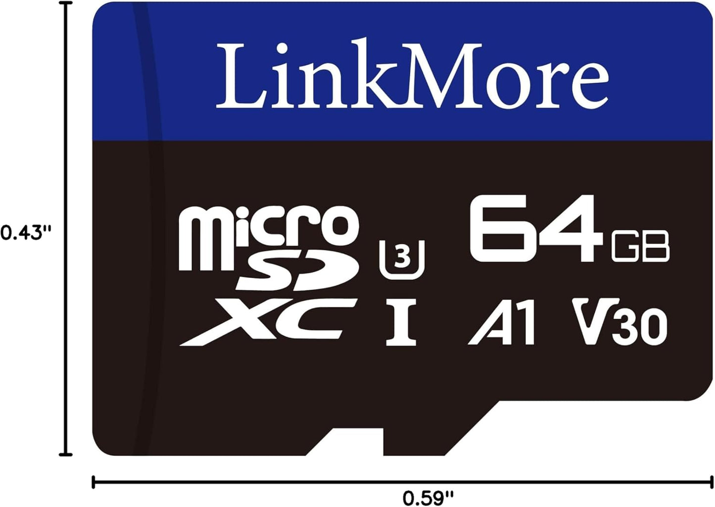 LinkMore XV13 64GB A1 U3 V30 10, 95 45 MicroSD Memory Card, MicroSDXC UHS-I Class Read Up to MB/s, Write Up to MB/s, SD