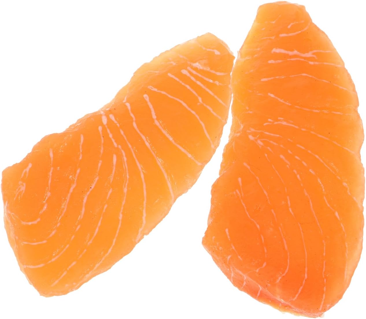2pcs Garneck Simulated Salmon Slices Fake Food Model Realistic Meat Display Prop for Sushi Shop Restaurant Decor