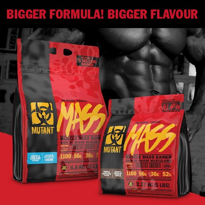 Mutant Mass Weight Gainer Protein Powder ??Build Muscle Size and Strength with 1100 Calories ??56 g Protein ??26.1 g EAAs ??12.2 g of BCAAs ??15 lbs with 24 Servings ??Cookies & Cream
