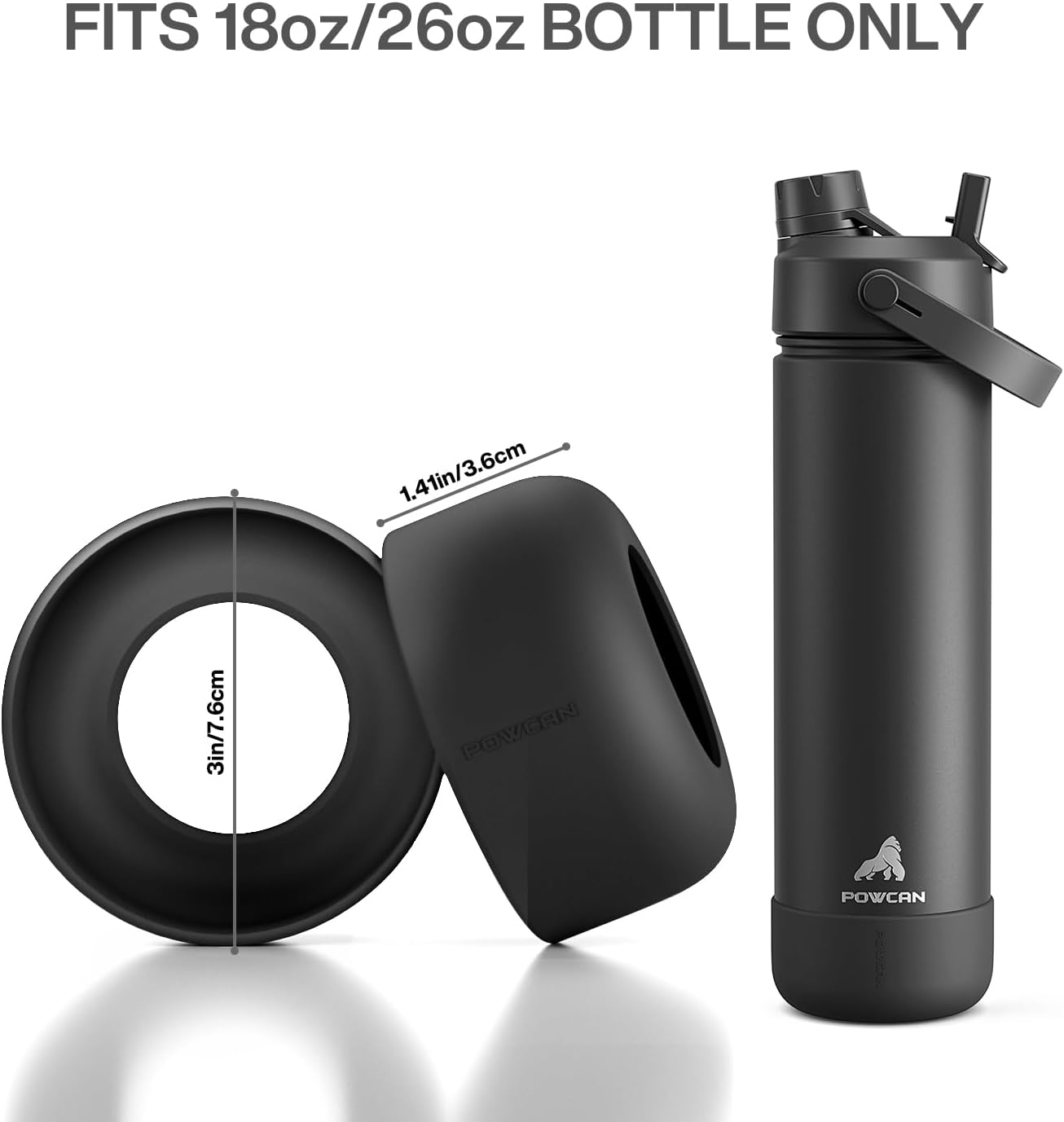 Skiennix 26 oz Insulated Water Bottle - Leakproof Design with Silicone Boot & Straw Lid | Perfect for Sports & Travel (Black)