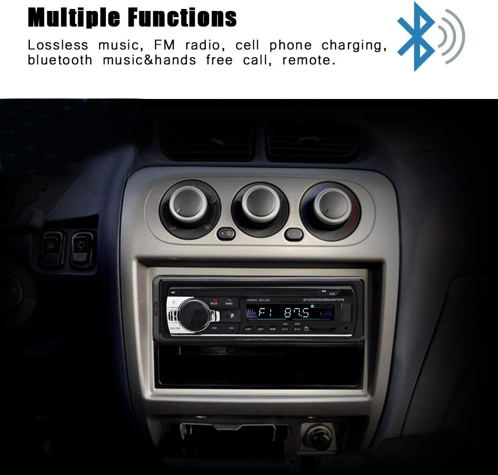 Zerone 4 60W MP5 MP3/MP5/USB x Car Radio Stereo Bluetooth Player Single Din Dual USB Hands- Car Stereo Support LCD