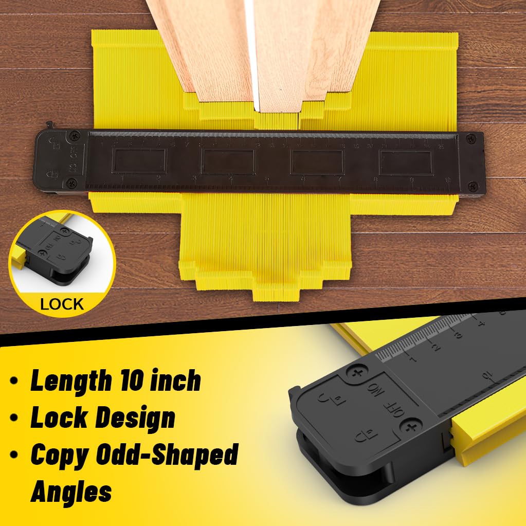 NAACOO Laminate Flooring Tools, LVP Installation Kit, Professional Vinyl Flooring Tools - Tapping Block with Handle, 10” Contour Gauge, Pull Bar, 2 in 1 Spacers, Double-Faced Mallet.