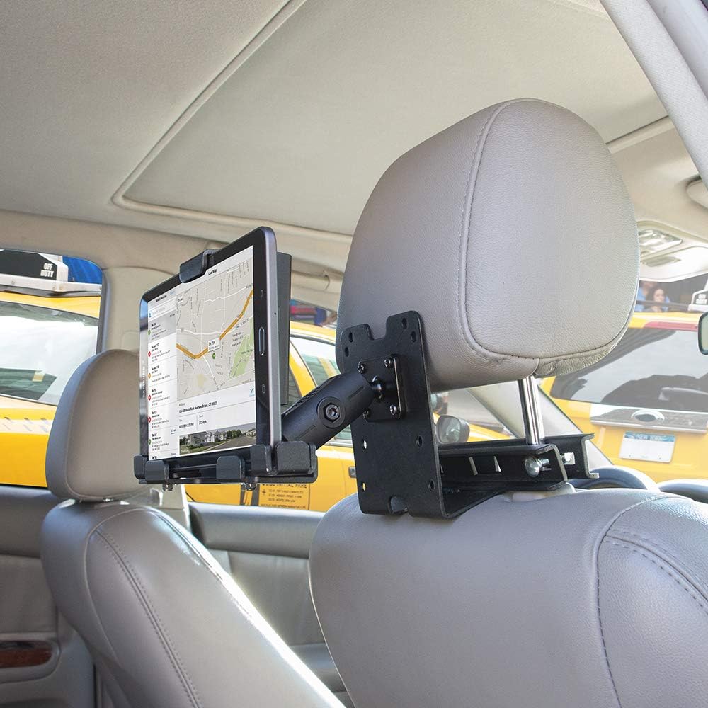 ARKON 2-Post 4-Hole 75 Mounts Taxi Headrest Mount for Tablet, Mobile Printer, or Payment Terminal, Heavy Duty Metal