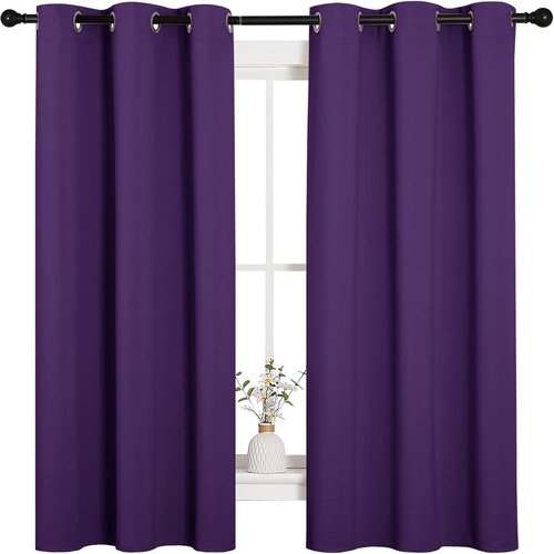 NICETOWN Blackout Curtains - Thermal Insulated Solid Ring Top Drapes | Set of 2, 42 x 63 Inch, Royal Purple