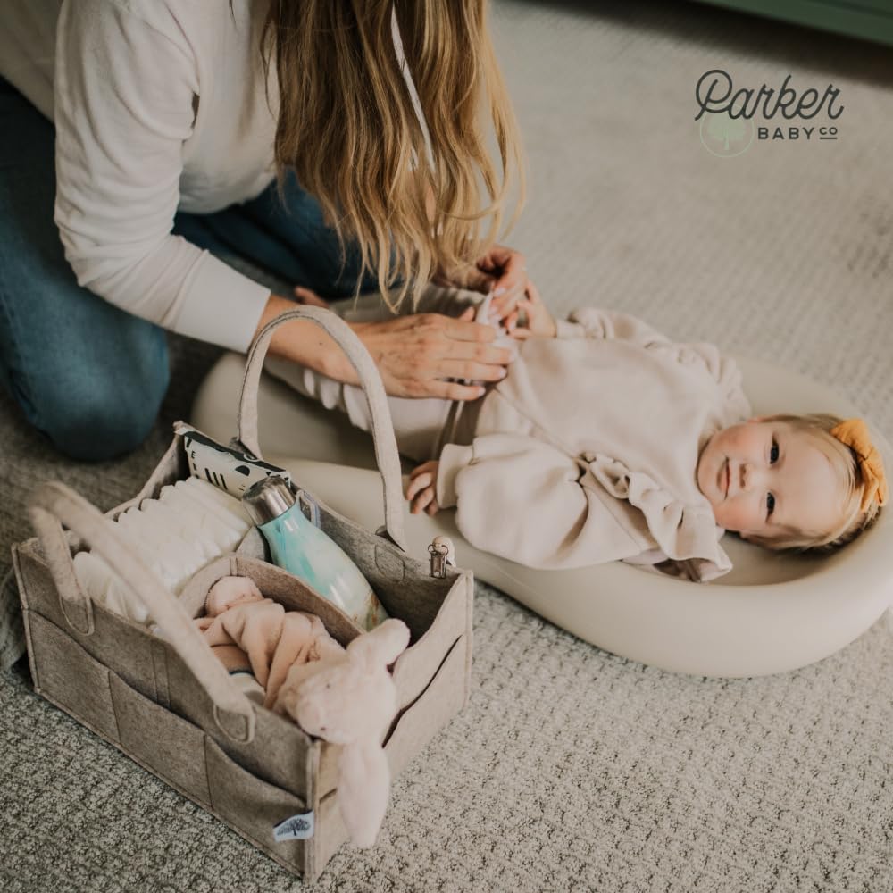 Parker Baby Co. Diaper Caddy - Large Nursery Storage Bin & Car Organizer for Diapers | Oatmeal