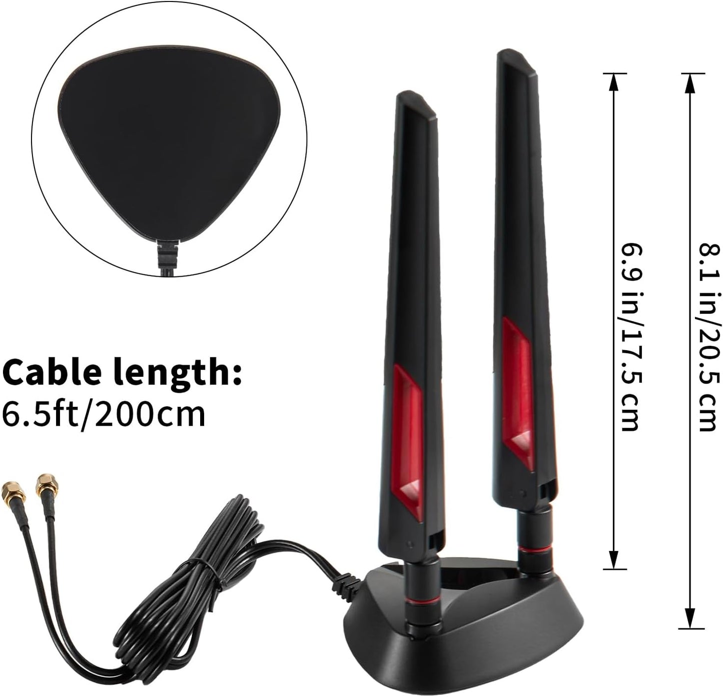 eifagur 6 6E 2.4GHz/5GHz/6E WiFi Tri-Band Magnetic Base Antenna for PC Desktop Computer Motherboard WiFi Router