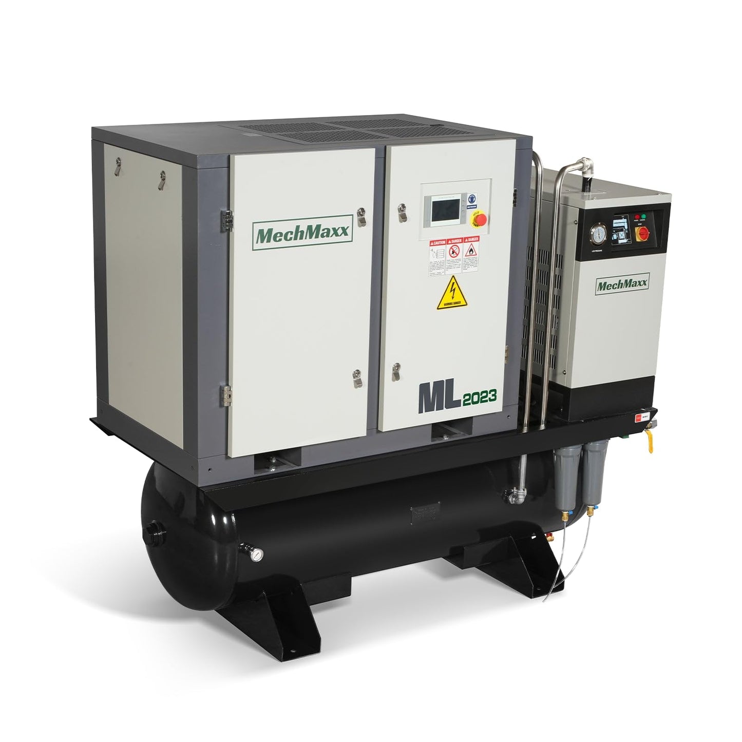MechMaxx 20HP Combined Rotary Screw Air Compressor with Dryer & 105-Gal ASME Tank | 78 CFM, 116 PSI, 230V 3-Phase – Industrial Grade,Model ML2023