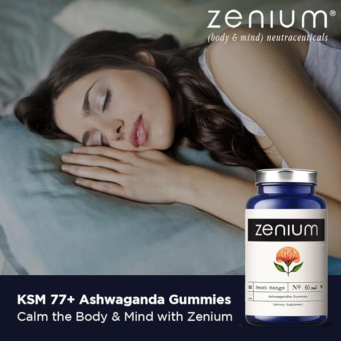 Zenium - Ashwagandha Gummies 1500 MGS per Serving | 60 Count | Mango Flavored | Calm The Mind & Body | Relieve Worry, Tension & Nervousness | Ayurvedic | Natural Relief Supplement | Boosts Mood
