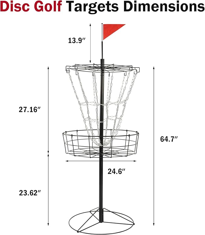Disc Golf Targets, 12 Chains Portable Disc Golf Baskets, Metal Flying Disc Golf Practice Goal Baskets