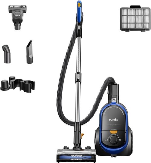 Eureka Bagless Canister Vacuum - 16KPA Suction with Washable HEPA Filter | Compact Design & 3 Tools