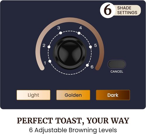 Elite Gourmet 2-Slice Toaster - Cool Touch Design, 6 Browning Levels, Extra Wide Slots for Bagels, Black