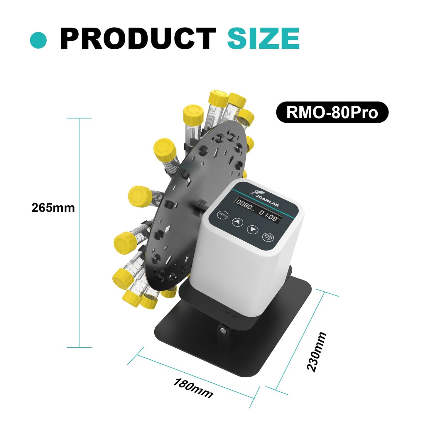 JOANLAB Digital Lab Rotary Rotating Mixer Tube Mixer Shaker for 1.5/2/5/10/15/50ml Adjustable Speed 20-80RPM with Timer