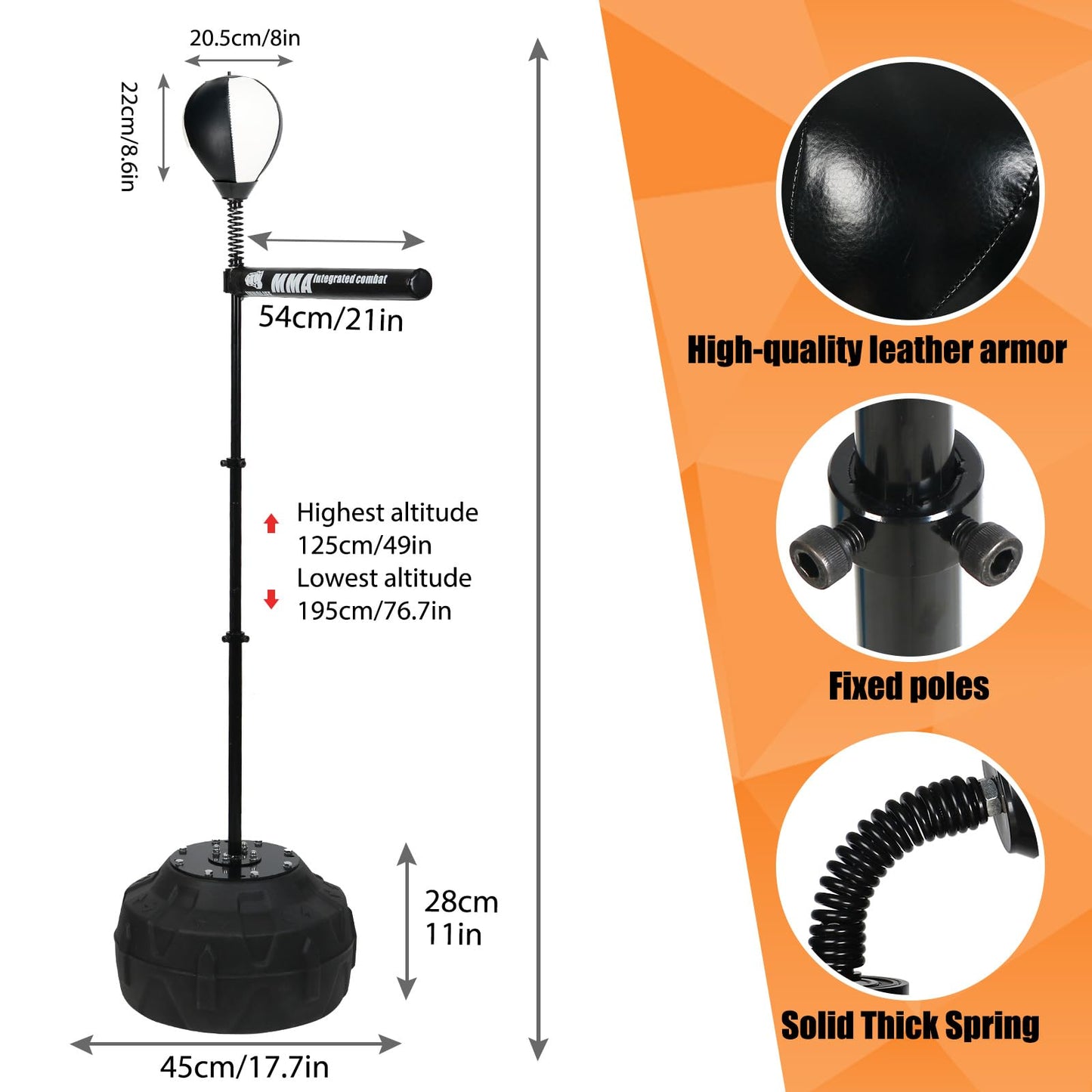 360° Spinning Speed Punching Bag - Adjustable Free-Standing Boxing Trainer for Home Gym, Adults, Boost Reflexes, Endurance & Coordination