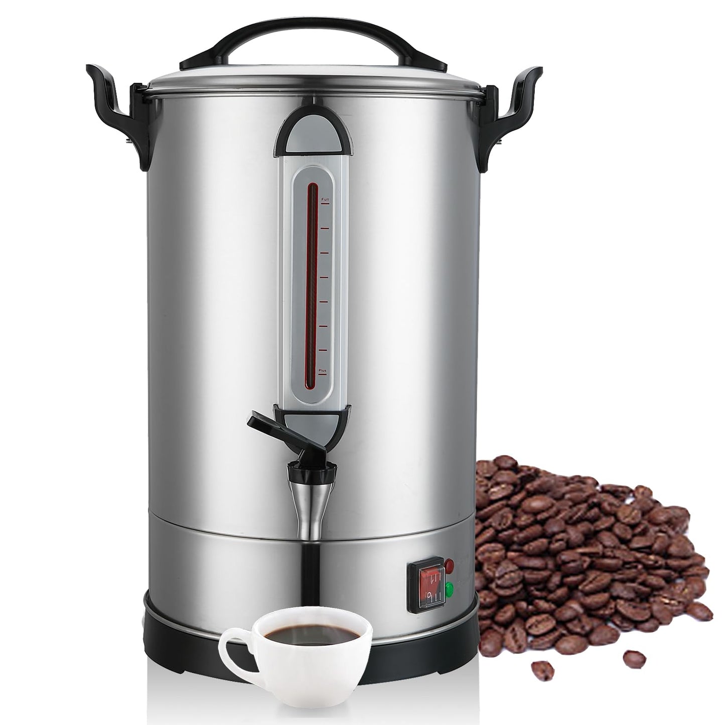 Commercial Coffee Maker 100 Cup Large Coffee Urn 4 Gallon 16L Industrial Coffee Dispenser 1300W Quick Brew Dual Wall Stainless Steel Hot Water Urn & Tea Maker for Catering, Wedding, Church & Events