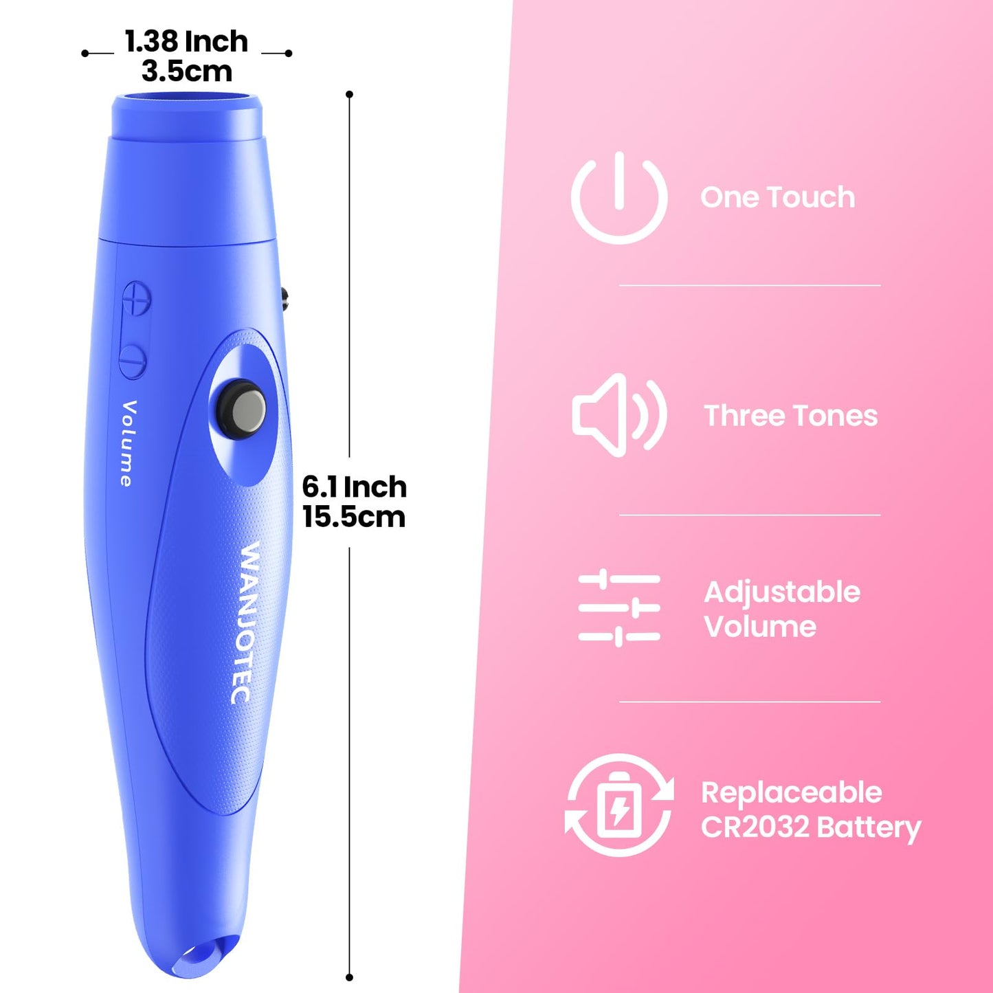WANJOTEC Electronic Whistle for Teacher Coache, 3 Tones Adjustable 130db Loudest High Volume Handheld Emergency Electric Whistles for Referee, P.E.Outdoor Sports Whistles with Lanyard (Blue)