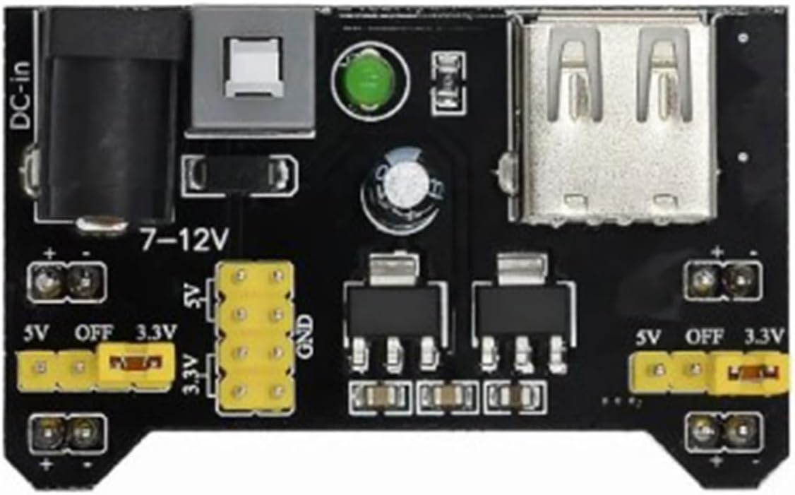 KEAcvise 10-Pack 3.3V/5V MB102 6.5-12V Dual Output Power Module - Compatible with Prototype Board, DC & USB Powered