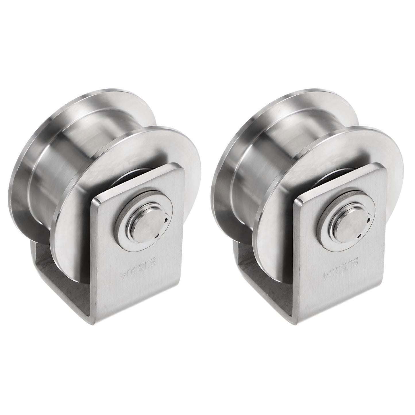 HARFINGTON 2pcs 2.7" H Groove Wheel Sliding Gate Caster, Rigid Caster Wheels with Bracket for Inverted 0.98" H-Track, 1102 lbs Capacity Per Wheel, for Garage Door, Lifting, Industrial Machine