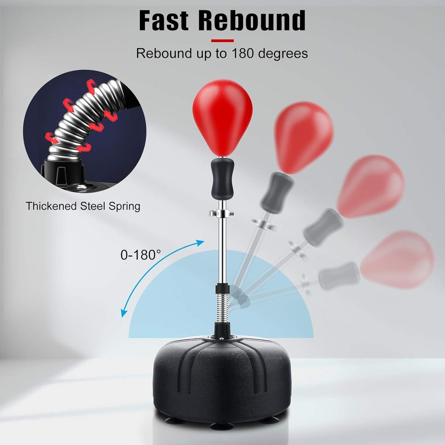 Punching Bag with Stand for Adults, Adjustable Height Free Standing Boxing Reflex Bag, Ideal for MMA Reflex Speed Training, Fitness,Punching and Muscle Building
