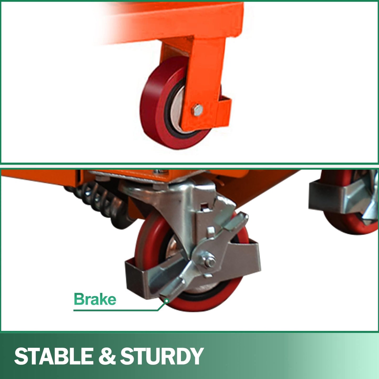 Tory Carrier Hydraulic Scissors Lift Table 330LBS Capacity, Table Cart 29.1" Lifting Height, Manual Scissor Lift Table 4 Wheels and Foot Pump, Elevating Hydraulic Cart for Material Handling
