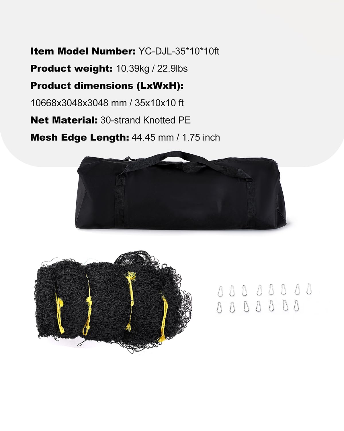 VEVOR Baseball Batting Netting,35 FT Softball Baseball Batting Hitting Training Net, Professional Practice Portable Pitching Cage, Heavy Duty Enclosed PE Net, with Door & Carry Bag (NET ONLY).