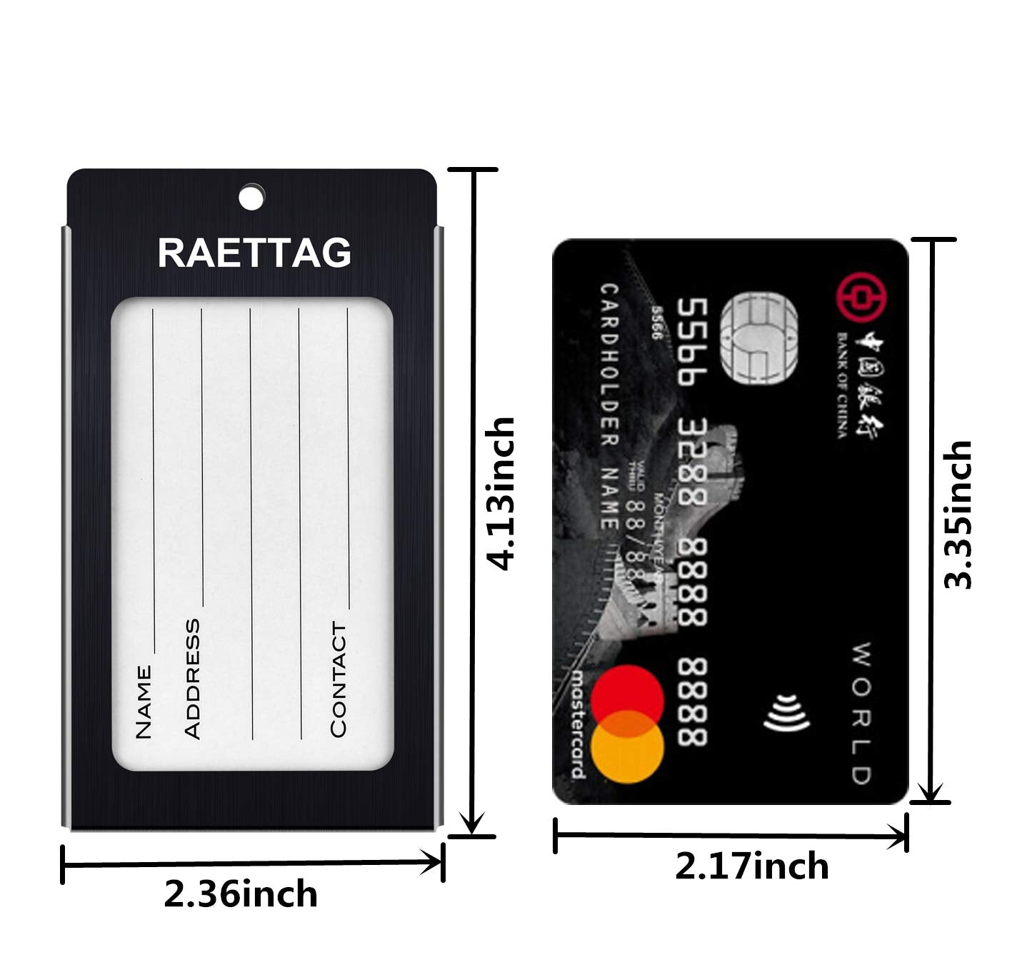 WeBravery Luggage Tags Metal Suitcase Tags Travel Bag ID Identifier Luggage Tag (Black 6-Pack)