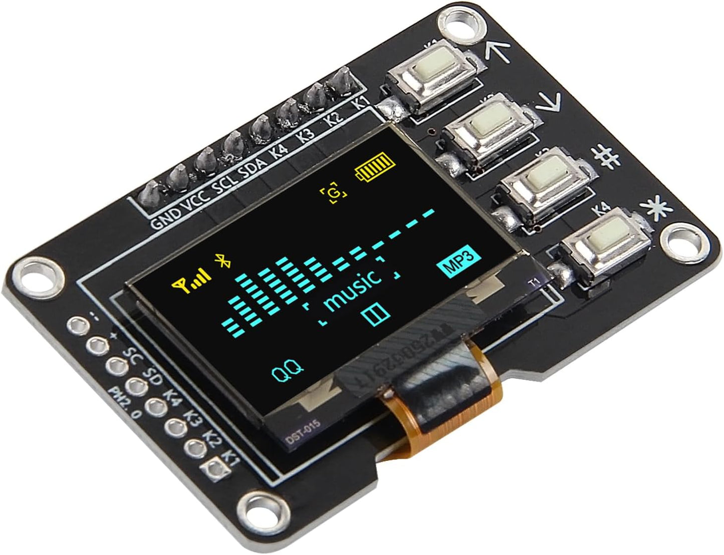 AITRIP 5PCS 0.96 Inch 12864 4 SSD1315 OLED Display Screen Screen Module with Matrix Key Interfaces Keyboard IIC