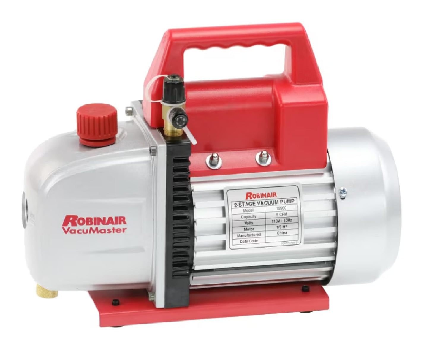 Robinair 15500 VacuMaster Economy Vacuum Pump for Air Conditioning and Refrigeration Service; 2-Stage Pump, 5 CFM Free Air Displacement, 1/3HP 115V/60HZ Motor, 35 Micron Rating