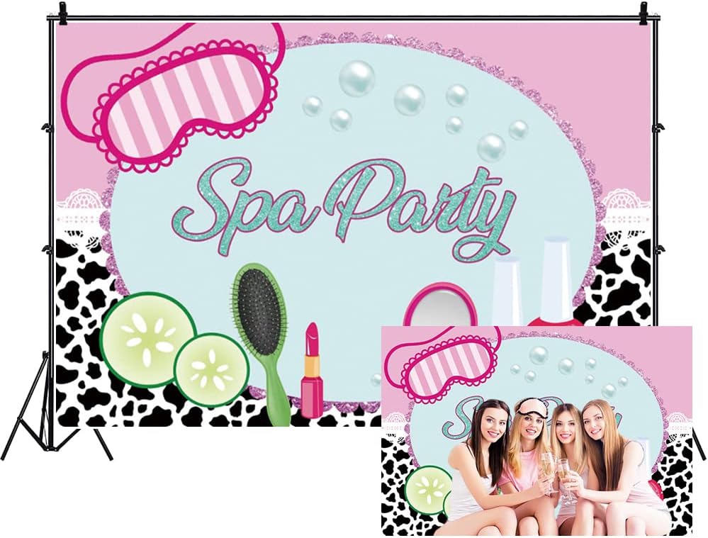 DORCEV 7x5ft Spa Party Decorations for Girls Spa Party Backdrop Sweet Pink Party Background for Photography Makeup