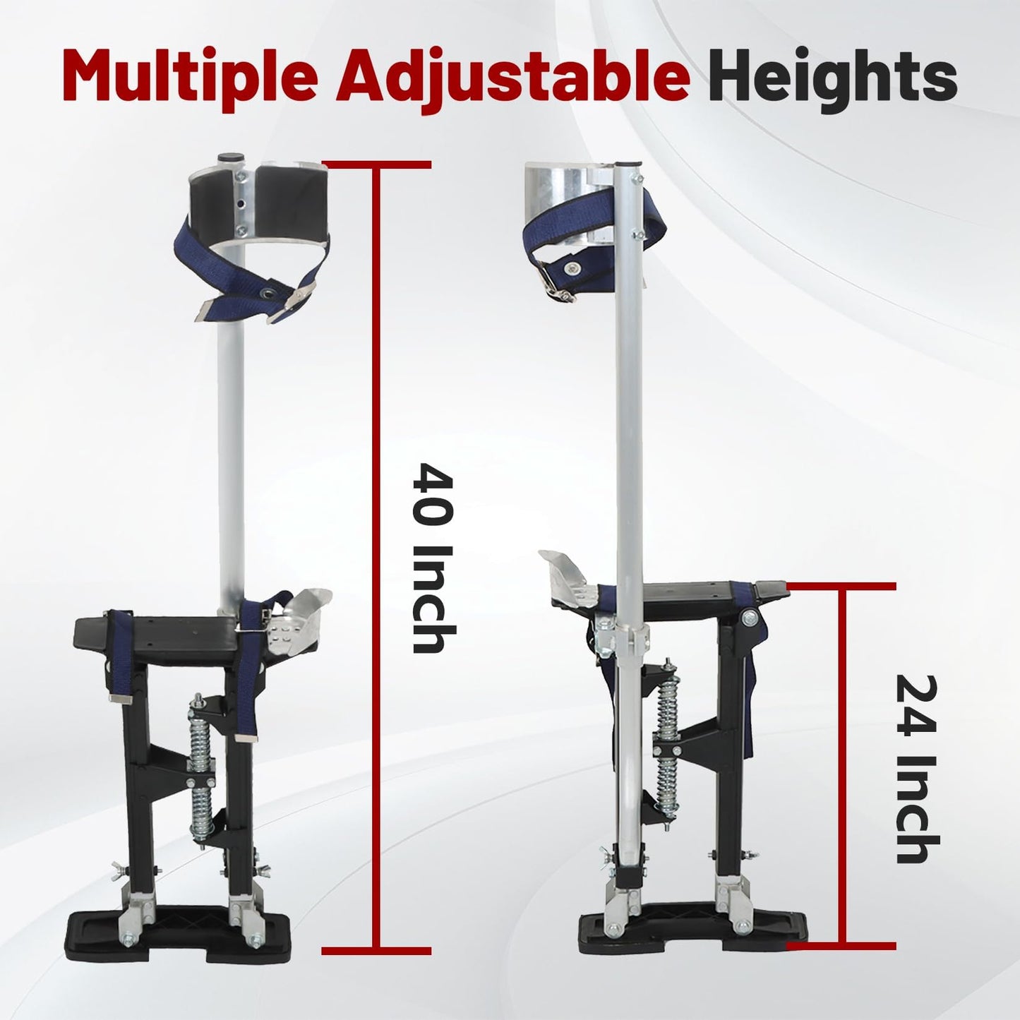 findmall 24-40 Inch Drywall Stilts Grade Adjustable Auminum Tool Stilt for Painting or Cleaning - Black