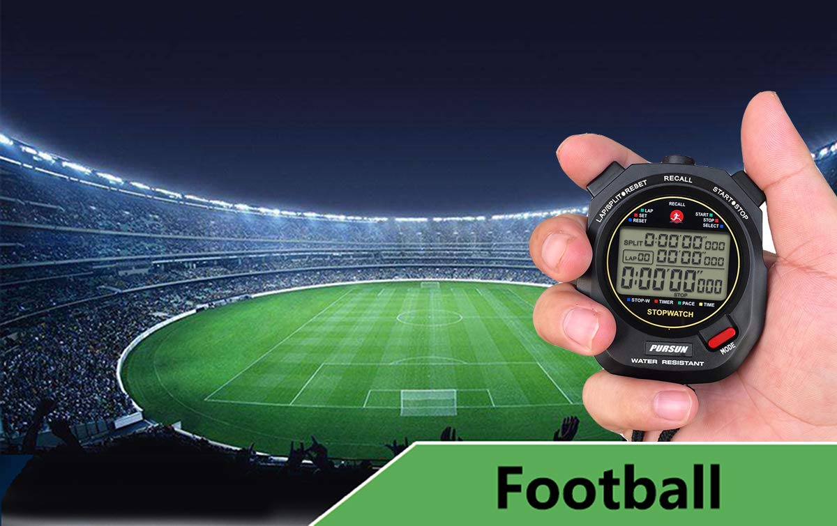 Sport Stopwatch Timer with 100X2laps Split Memory/0.001second Timing,Professional Recall Stop Watch Large Display Alarm Clock Multifunctional for Coach Referee Swimming Running Marathon Competition