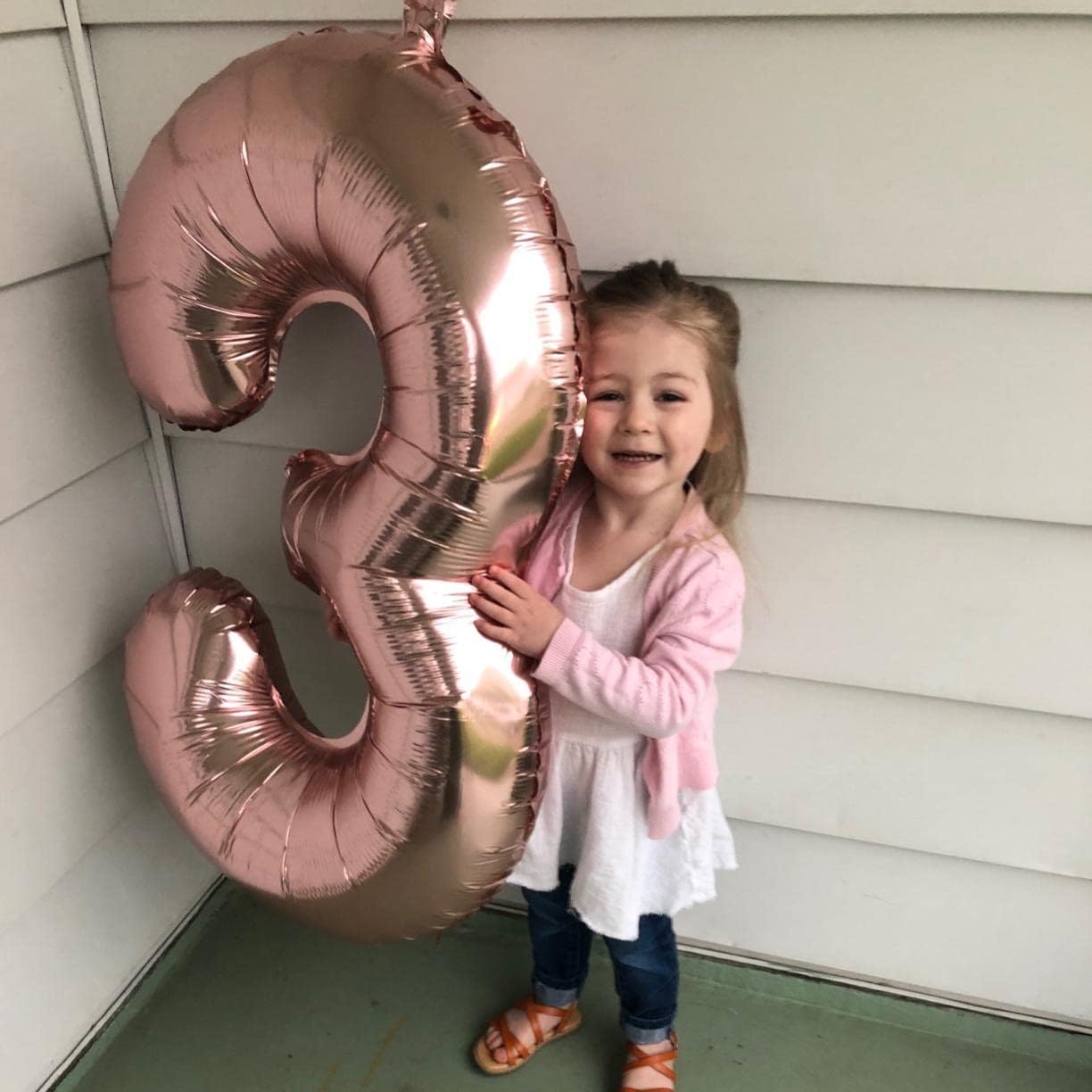 Rose Gold Number 3 Balloon - 40 Inch Large Foil Mylar Helium Balloon for Birthday & Celebration Decor