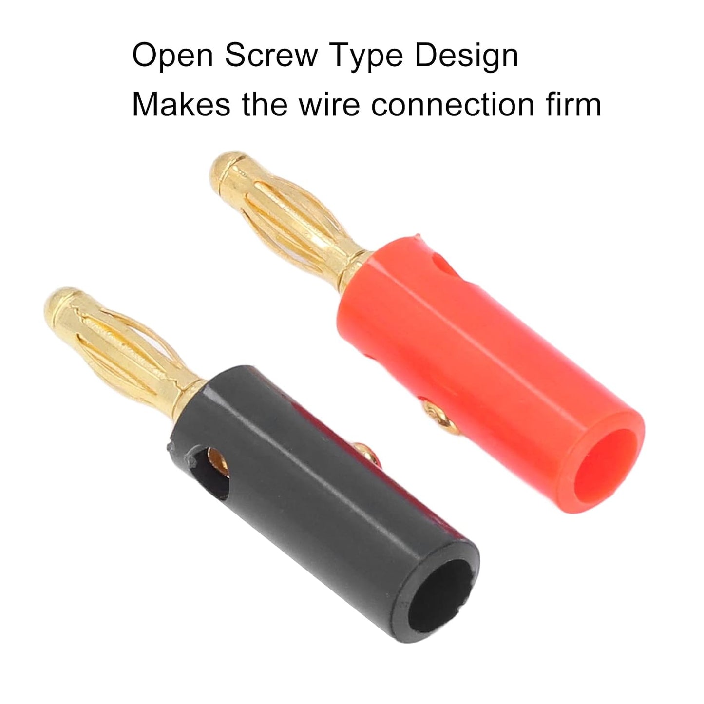 20pcs 4mm Keenso Banana Speaker Cable Plug, Gold Plated Open Screw Type Banana Connector for Audio Video Receivers