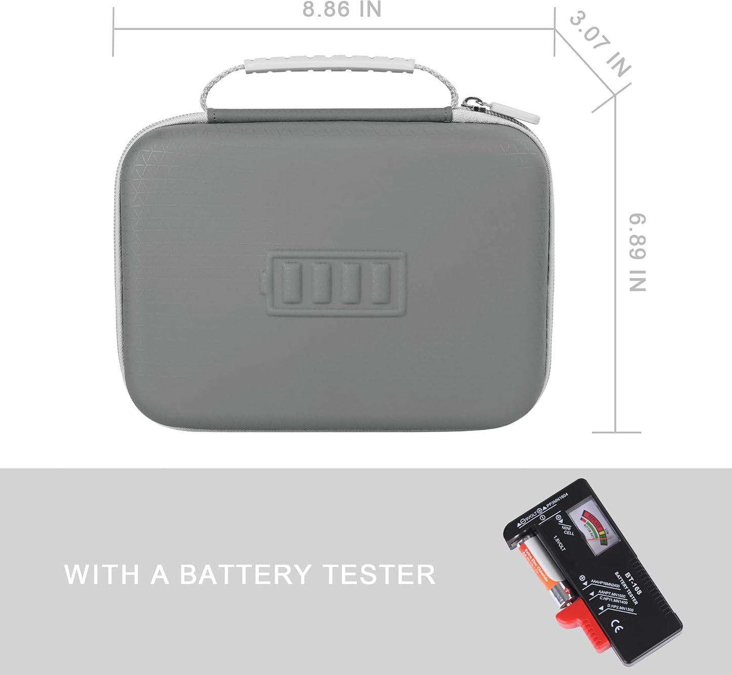 3 Pack 88 Battery Storage Case for AA AAA Button Cells, Battery Organizer Case, for Batteries Variety Batteries Mesh