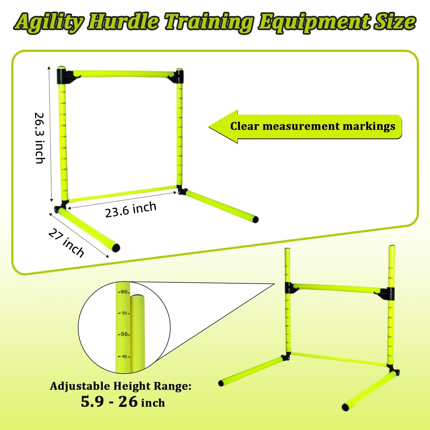 3PCS Height Adjustable Hurdles Training Equipment, Hurdles Track and Field for Agility & Speed Training, Detachable Track Hurdles with Carry Bag for Soccer Football Basketball, Tool-Free Setup