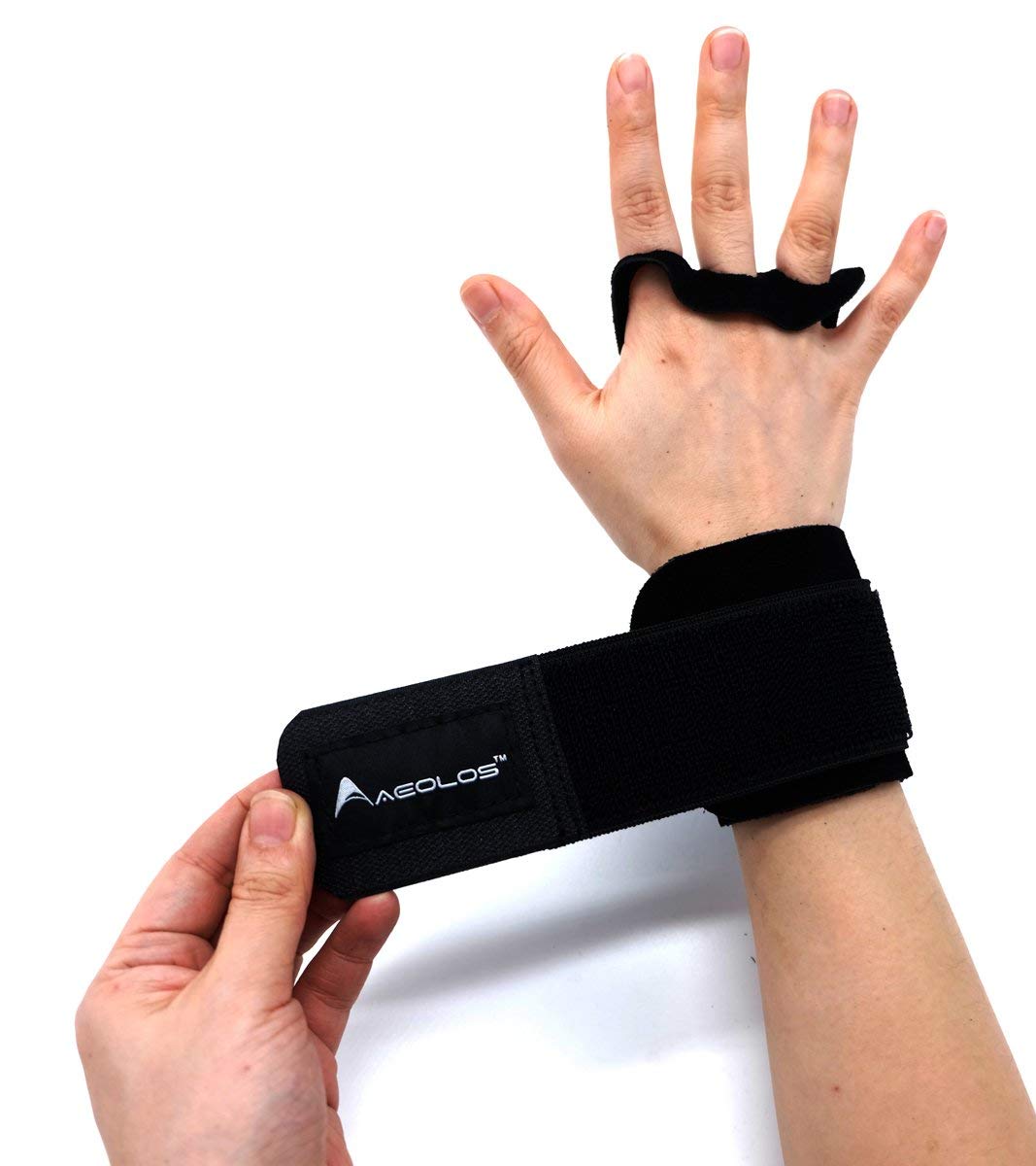 AEOLOS Leather Gymnastics Hand Grips-Great for Gymnastics,Pull up,Weight Lifting,Kettlebells and Cross Training (Black, X-Small)