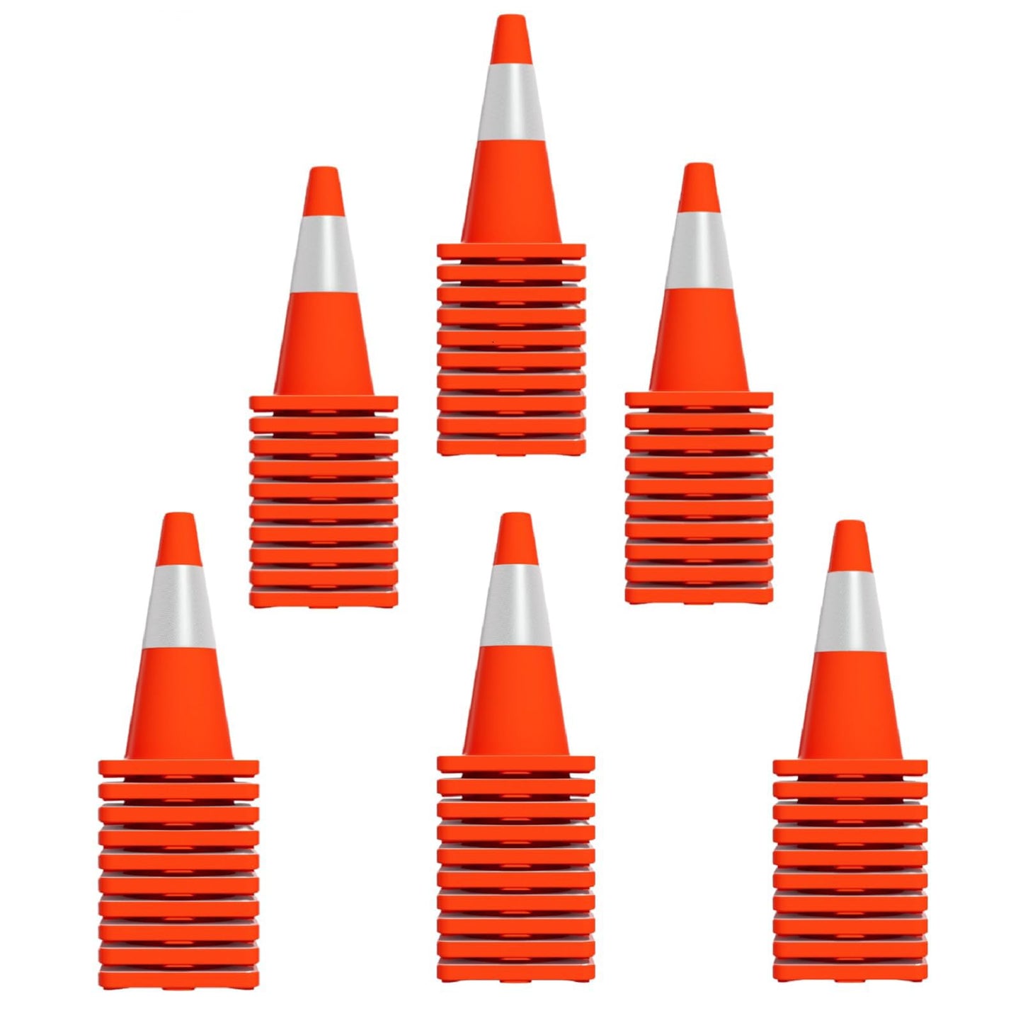 Traffic Cones, 18 Inch Safety Cones with Reflective Tape and Weighted Base, Collapsible PVC Orange Cones, Parking Cones for Construction Zone, Parking Lot and Event Barricade (60 Pack)