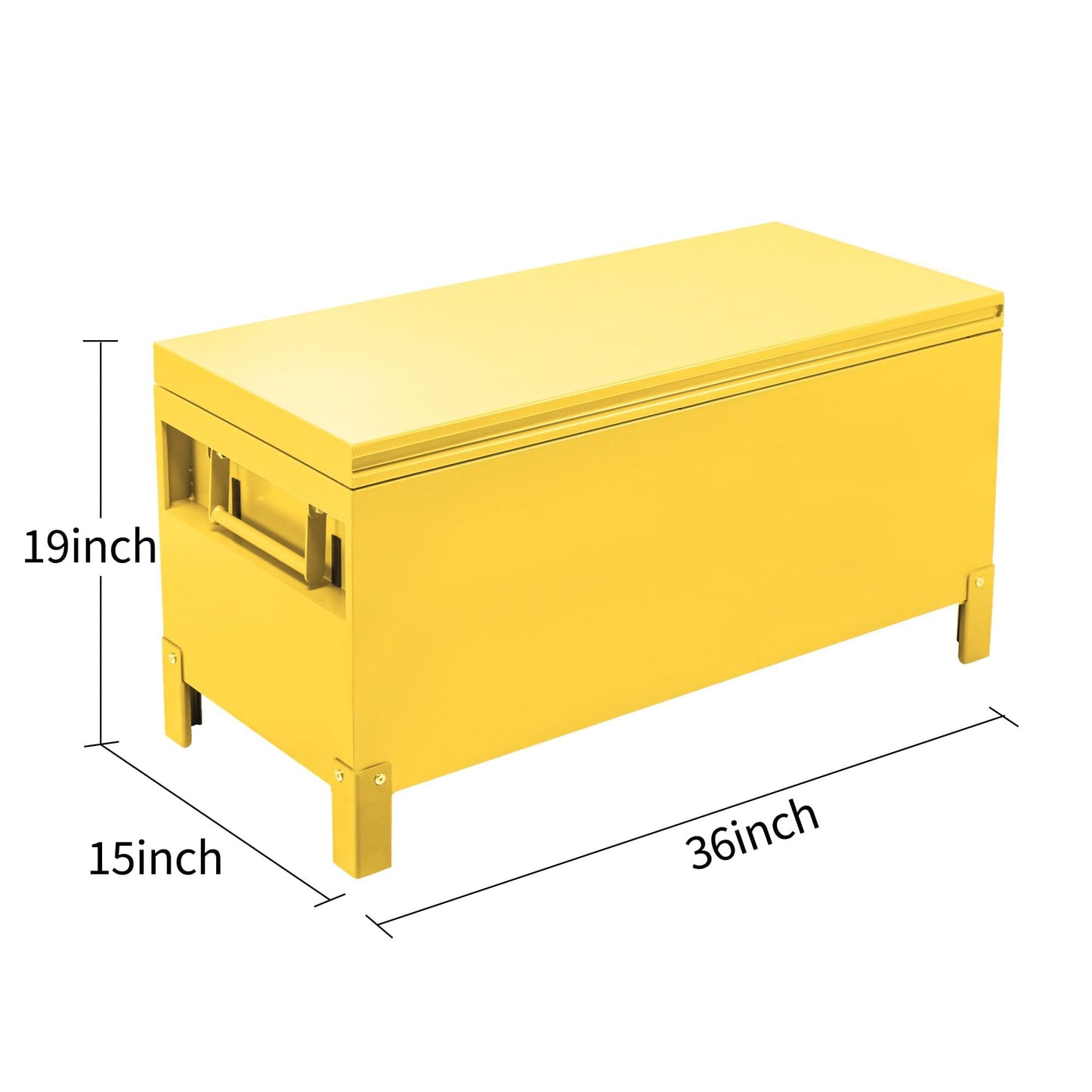 Hoguyexila Truck Bed Tool Box, Large Aluminum Tool Storage Organizer Chest with Side Handles, Heavy Duty Waterproof Cabinet Toolbox for Pickup, Trailer, RV, Jobsite, Garage, 36"x15"x15", Yellow