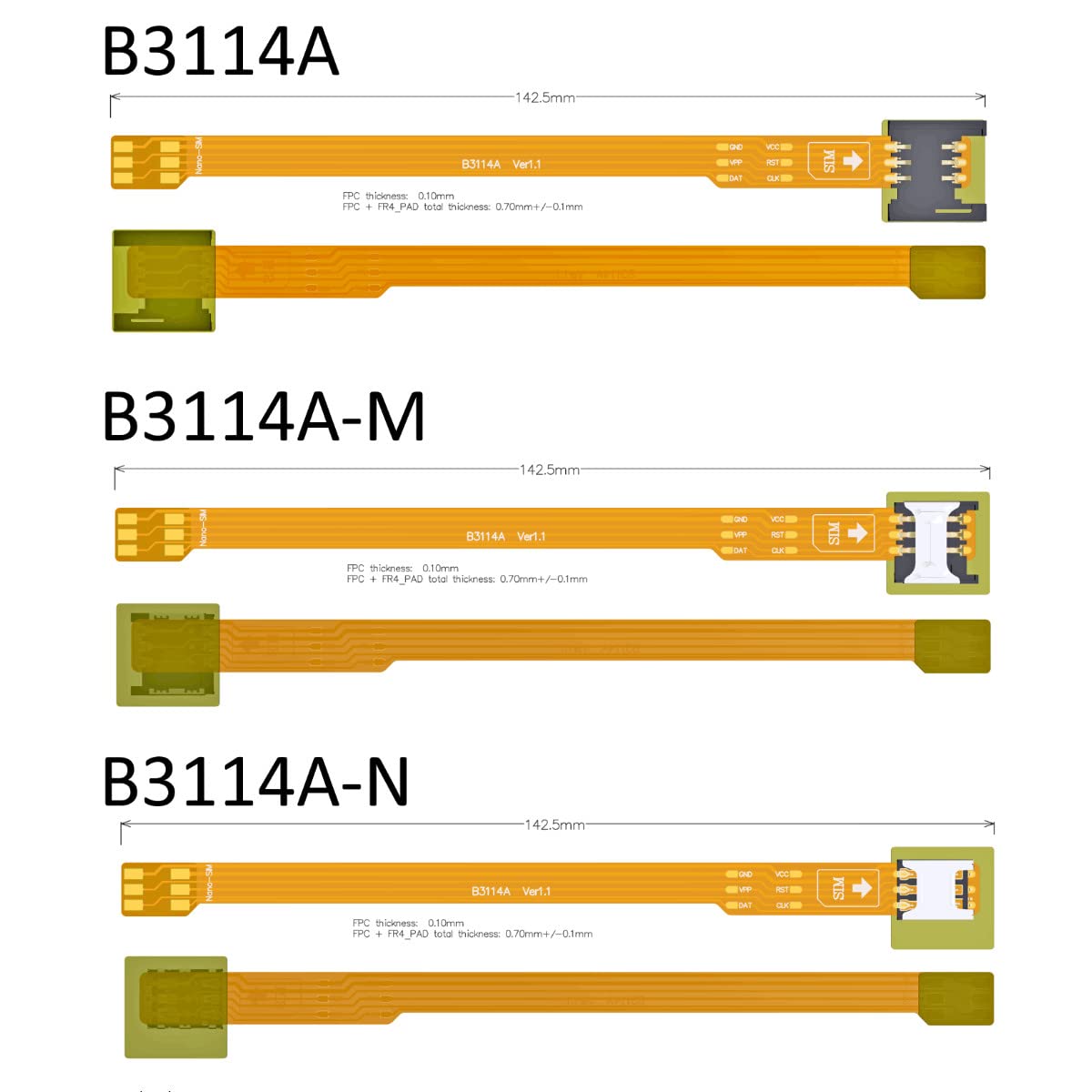 ADTLINK 4, Nano SIM Male to Nano SIM Female FPC Cable for Mobile Phones, GPS, Hard Disk, ROCK Pi Raspberry Pi, MCU