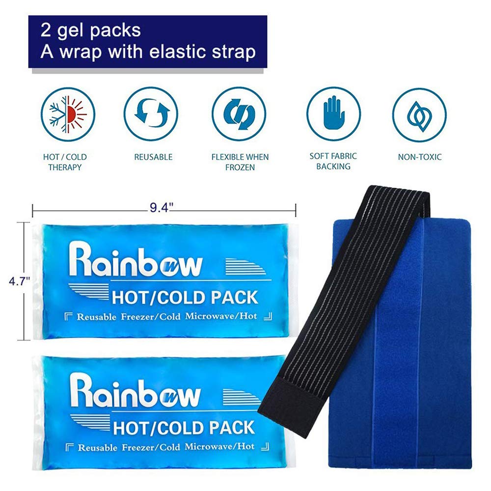 Headache Ice Pack Wrap with Strap, Reusable Gel Ice Pack for Injuries, Hot Cold Pack for Head Neck Knee Arms, 2 Flexible Gel Pack for Headache Relief, Migraine, Fever, Joint Pain, Muscle Soreness