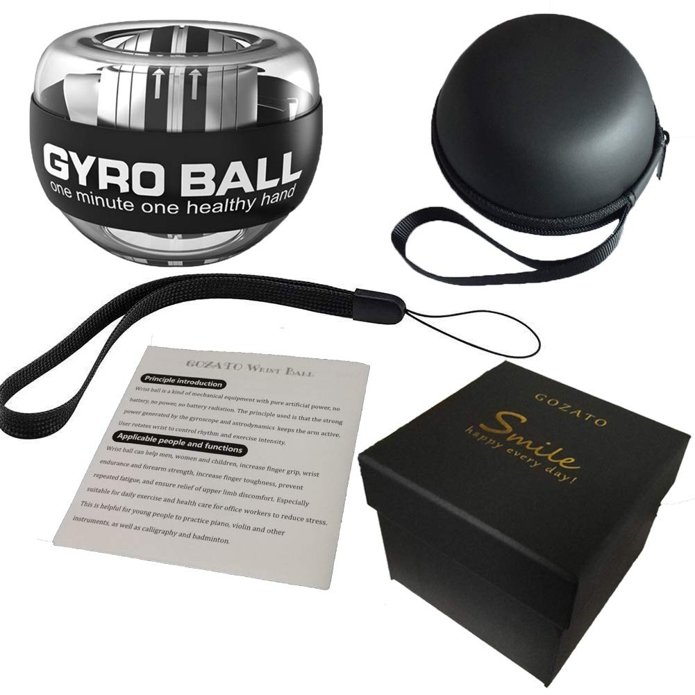 GOZATO Auto-Start Wrist Power Gyro Ball with LED Lights, Wrist Strengthener and Forearm Exerciser for Stronger Arm Fingers and Muscle