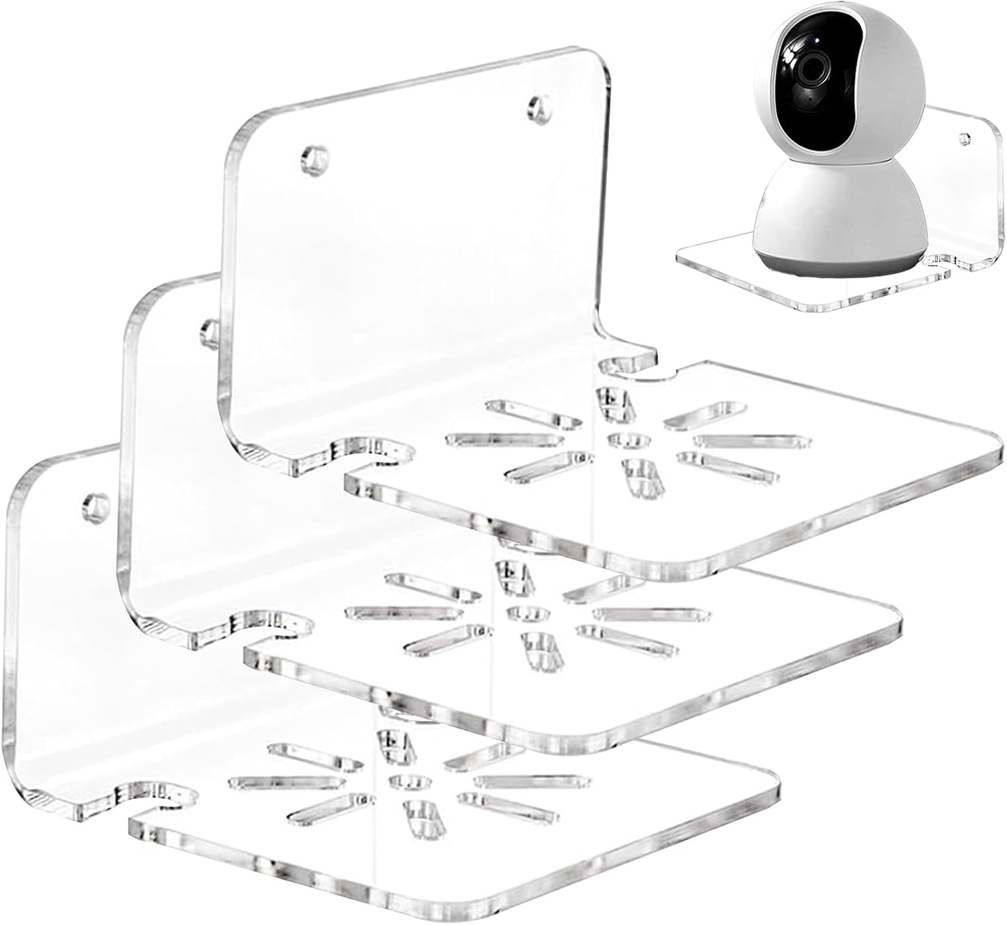 Smidaben 3PCS Acrylic Transparent Floating Wall Bracket, Suitable for Safety Cameras, Speakers, Baby Monitors, Dual-use
