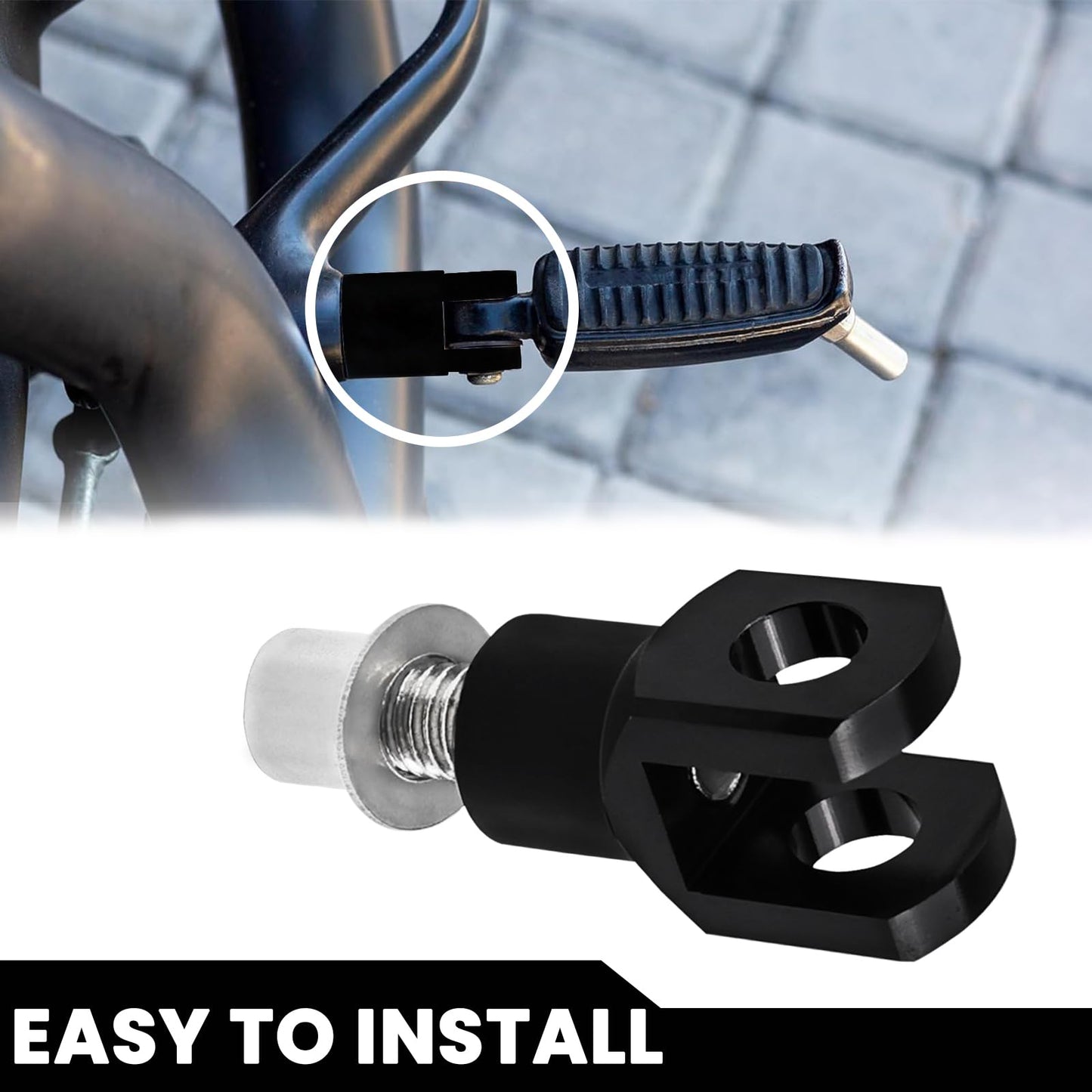 Motorcycle Foot Pegs Supports Mount Footrest Mounting Clevis Hardware Kit Left and Right Passenger Footrest Compatible with Softail FXST Low Rider Sport Glide Dyna FXR FX (Black)