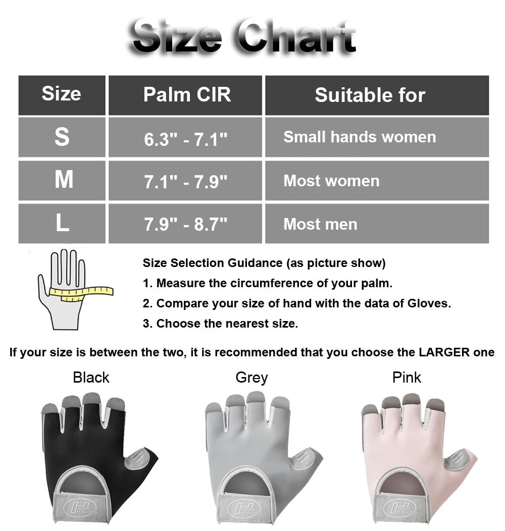 SUJAYU Workout Gloves for Women & Men, Anti-Slip Fingerless Gloves for Weightlifting, Gym, Fitness, Cycling (Pink, Large)