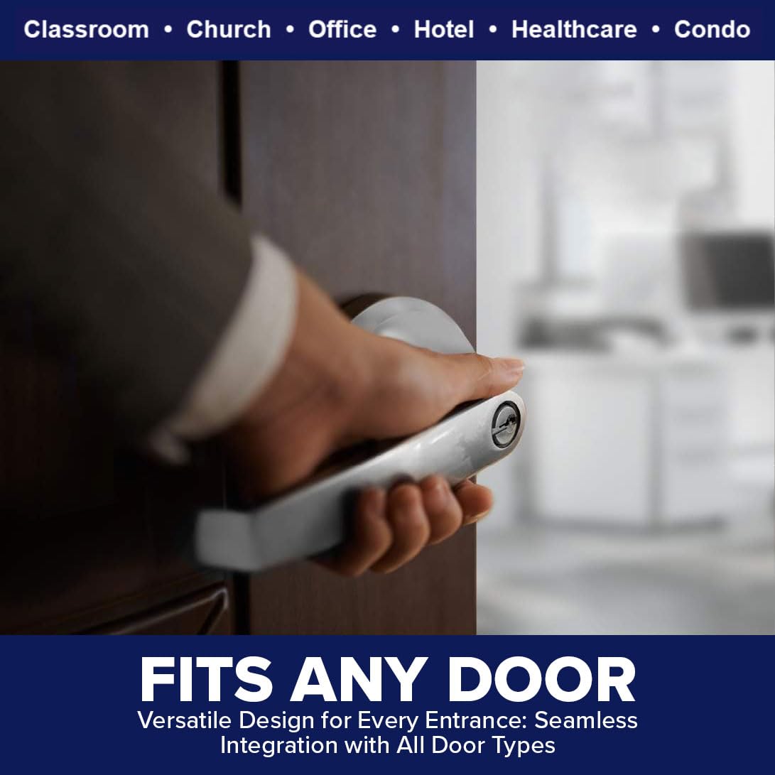 Lawrence Commercial Lever Door Lock - Heavy Duty Locking Commercial Door Handle Keyed Entry, Grade 2 Door Handle with Lock and Key - Brushed Chrome, Entrance/Keylock Function Embassy Series